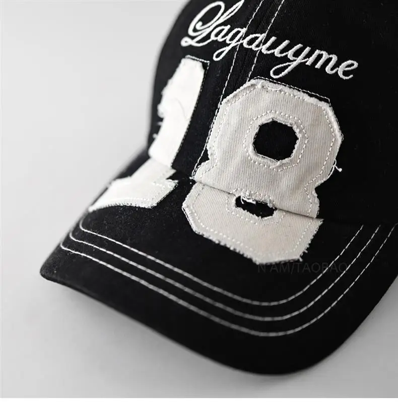Black Digital Exposed Stitching Baseball Cap for Men Women — feature 8