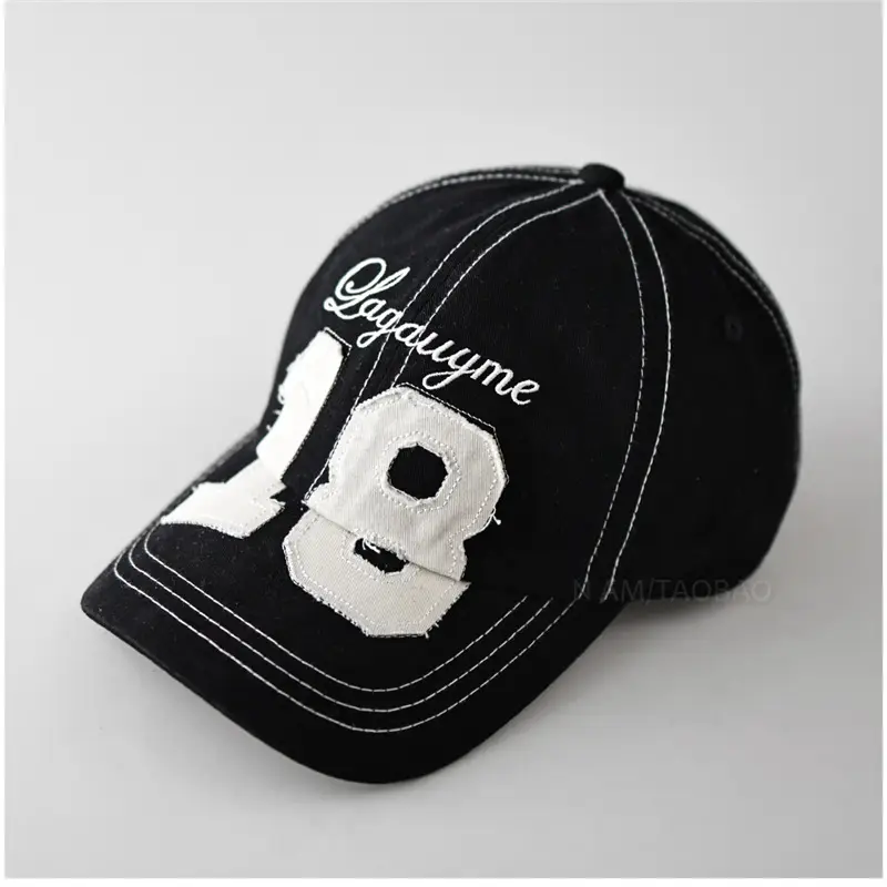 Black Digital Exposed Stitching Baseball Cap for Men Women - Image 3