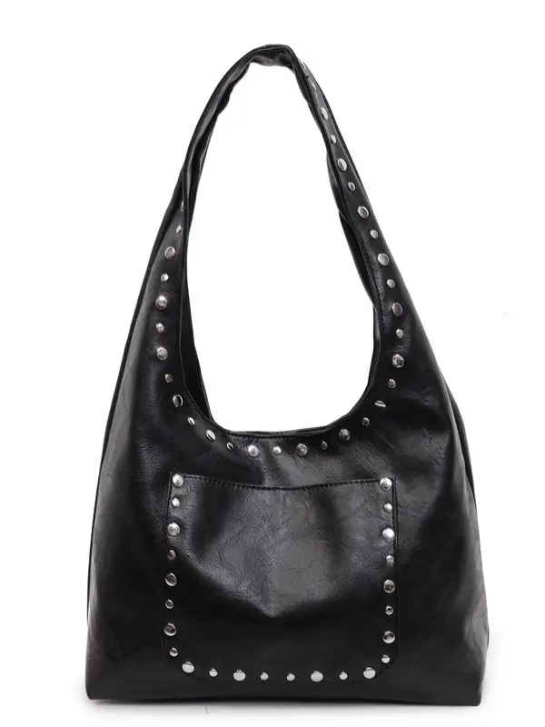 Retro Rivet Shoulder Bag Women Leather Tan 2025 - Image 9