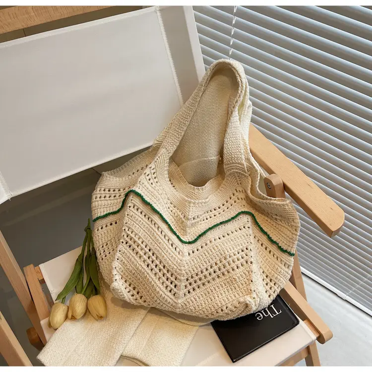 Handwoven Women's Crossbody Bag with Red Trim — feature 30