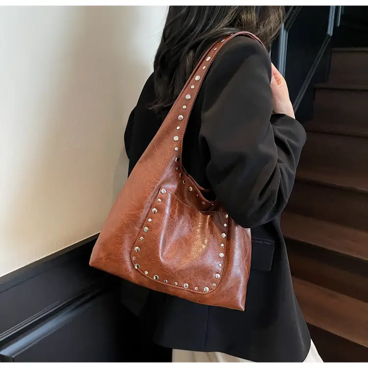 Women's Beige Textured Shoulder Bag Large Capacity Tote — feature 12