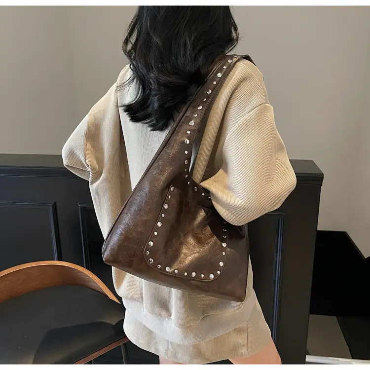 Women's Beige Textured Shoulder Bag Large Capacity Tote — feature 19