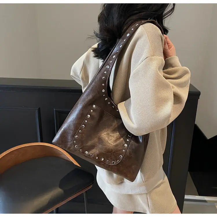 Women's Beige Textured Shoulder Bag Large Capacity Tote — feature 20