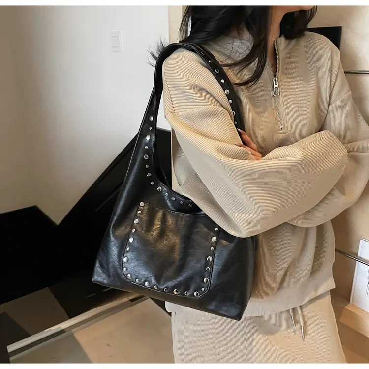 Women's Beige Textured Shoulder Bag Large Capacity Tote — feature 25