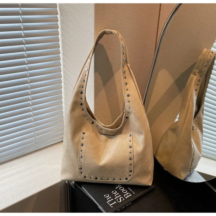 Women's Beige Textured Shoulder Bag Large Capacity Tote — feature 32