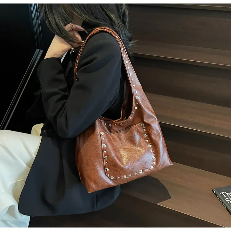 Women's Beige Textured Shoulder Bag Large Capacity Tote — feature 8