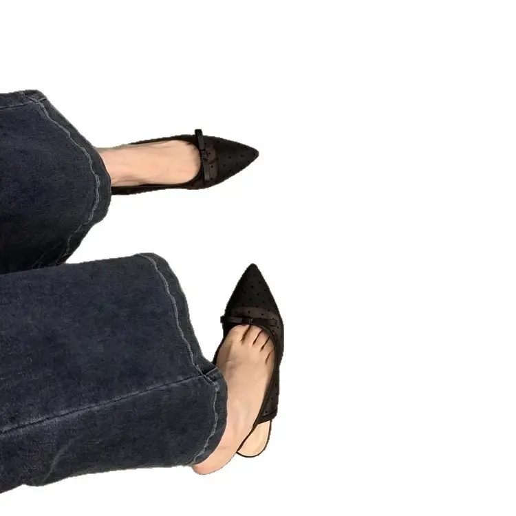 French Style Low Heeled Sandals Women 2025 Bowknot Polka Dot - Image 7