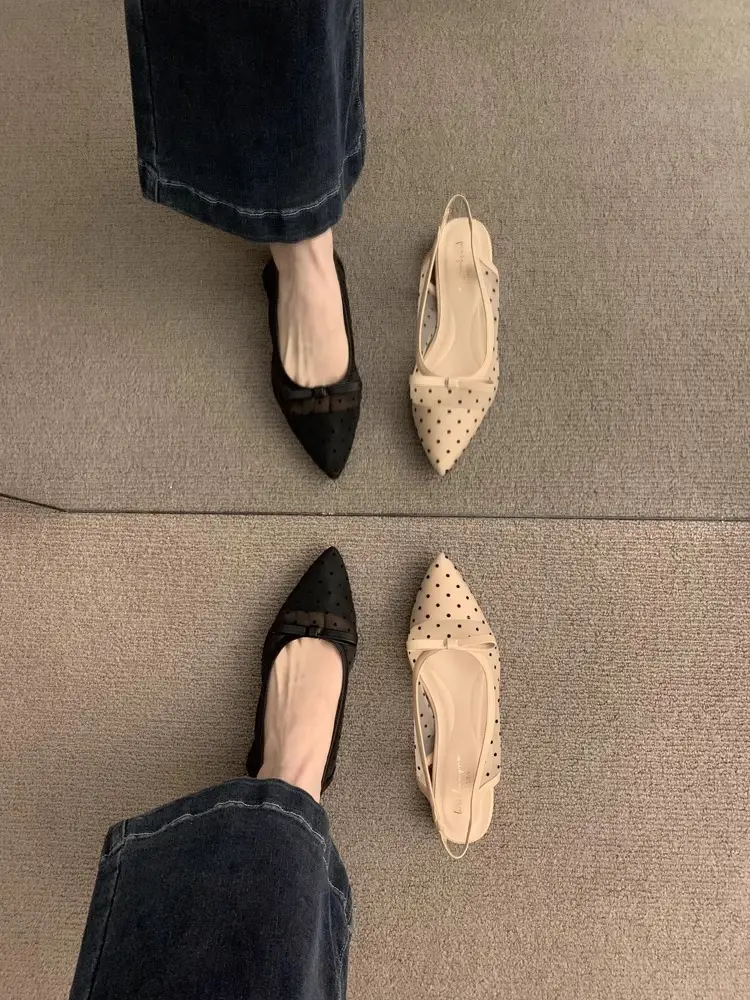 French Style Low Heeled Sandals Women 2025 Bowknot Polka Dot — feature 10