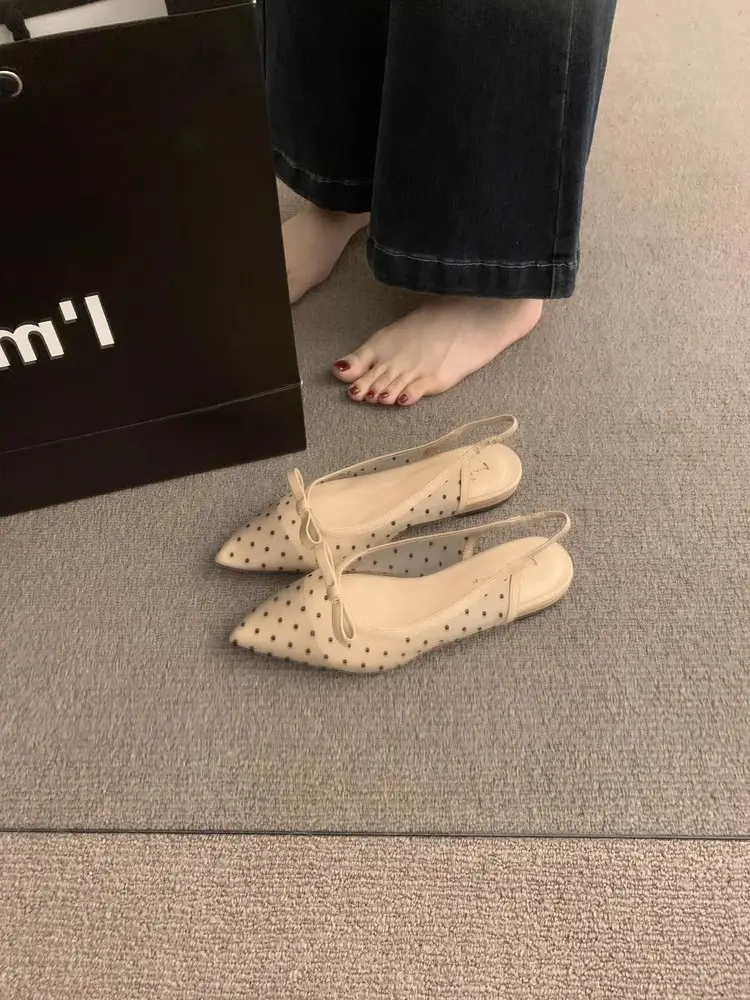 French Style Low Heeled Sandals Women 2025 Bowknot Polka Dot — feature 4
