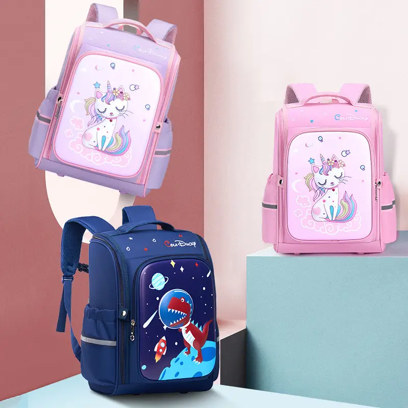 Children's Schoolbags for Primary School Students, Girls and Boys 6-12 Years Old, Burden-Reducing Spine Protection Cartoon 1-3-6 Grade Yishao Dong Factory