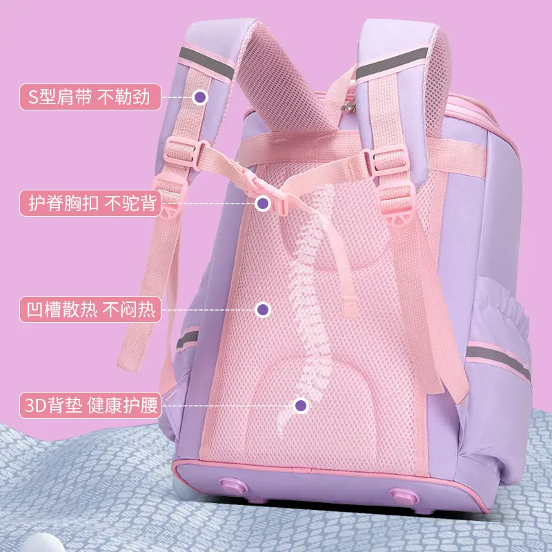 Children's Schoolbags for Primary School Students, Girls and Boys 6-12 Years Old, Burden-Reducing Spine Protection Cartoon 1-3-6 Grade Yishao Dong Factory