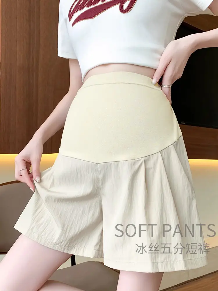 Maternity Shorts Summer Thin Outer Wear Ice Silk Yamamoto Pants 2025 New Style Casual Pants That Do Not Tighten the Belly Maternity Wear