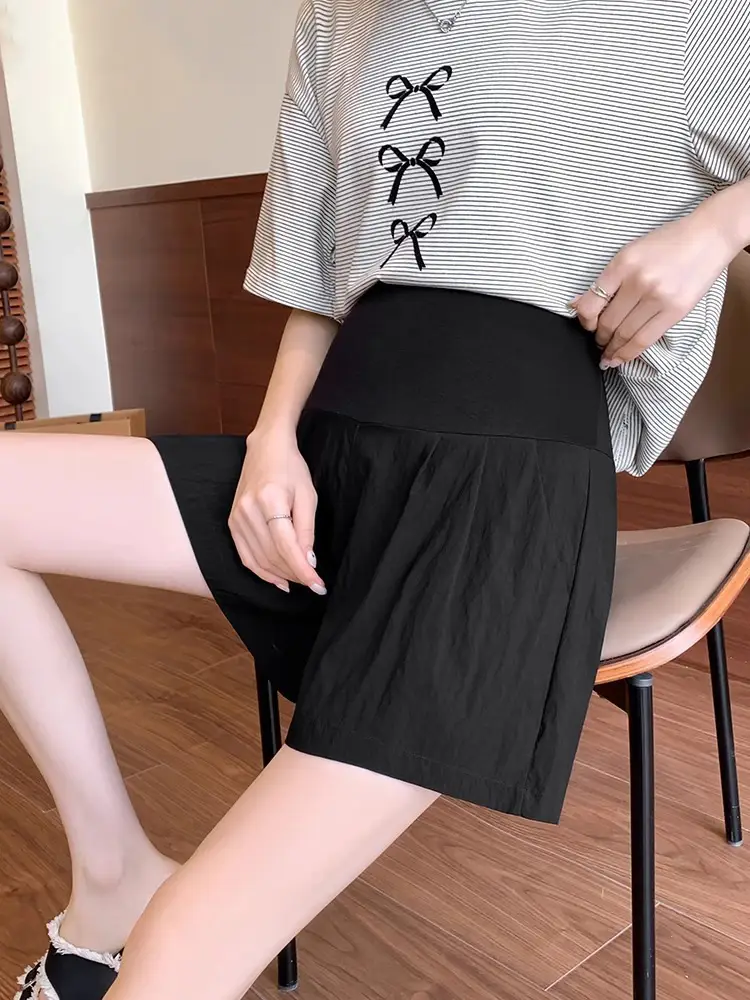 Maternity Shorts Summer Thin Outer Wear Ice Silk Yamamoto Pants 2025 New Style Casual Pants That Do Not Tighten the Belly Maternity Wear