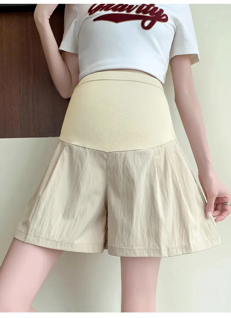 Maternity Shorts Summer Thin Outer Wear Ice Silk Yamamoto Pants 2025 New Style Casual Pants That Do Not Tighten the Belly Maternity Wear — feature 15