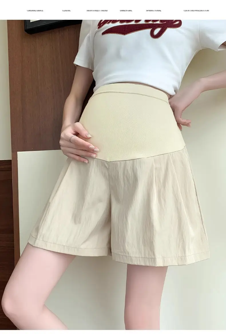 Maternity Shorts Summer Thin Outer Wear Ice Silk Yamamoto Pants 2025 New Style Casual Pants That Do Not Tighten the Belly Maternity Wear — feature 17