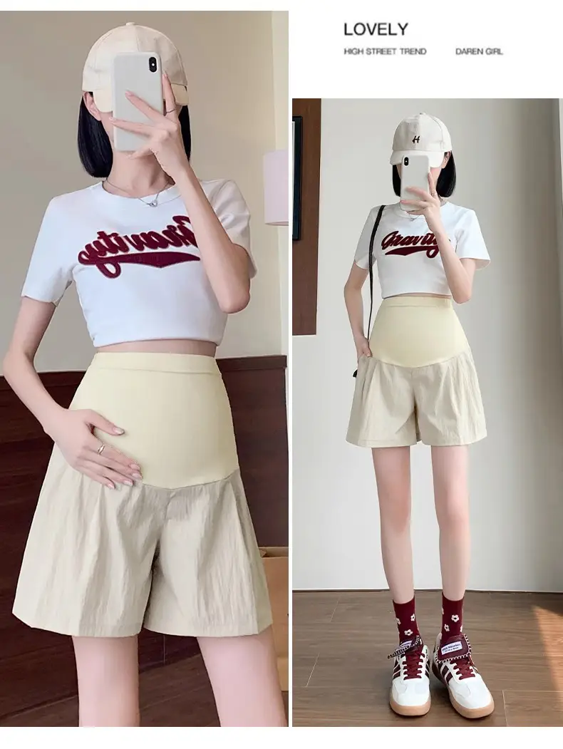 Maternity Shorts Summer Thin Outer Wear Ice Silk Yamamoto Pants 2025 New Style Casual Pants That Do Not Tighten the Belly Maternity Wear — feature 20