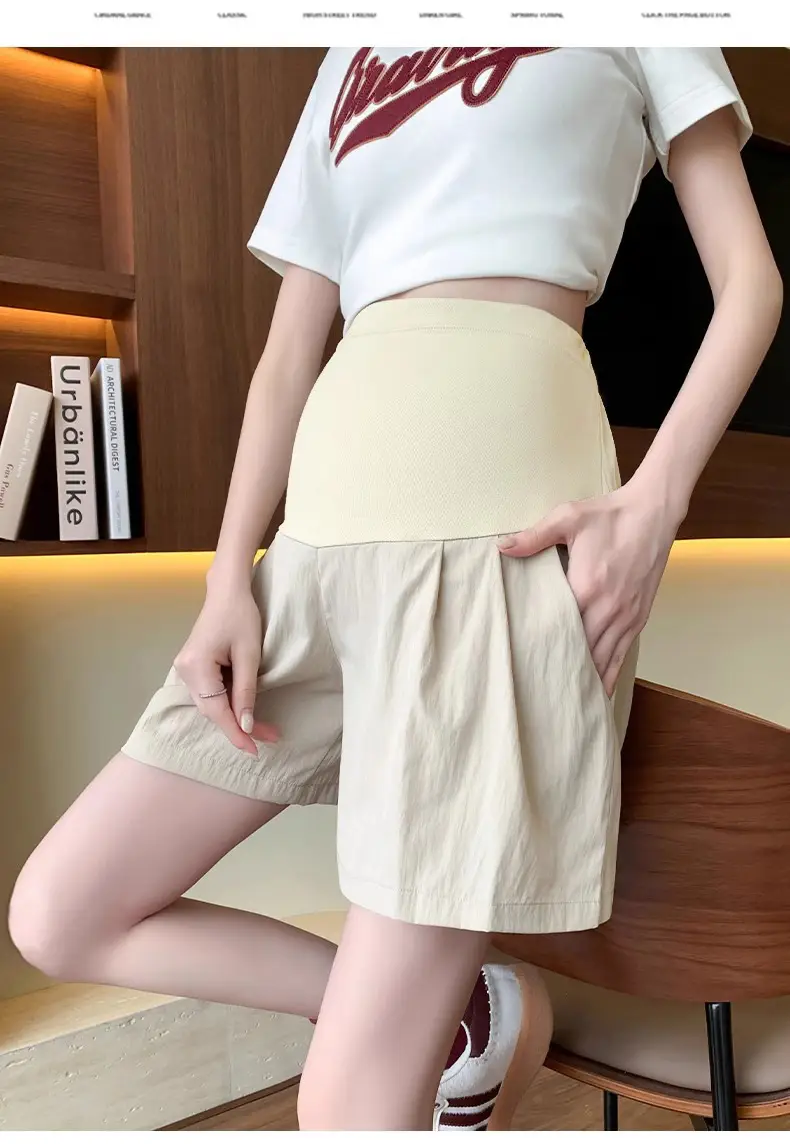 Maternity Shorts Summer Thin Outer Wear Ice Silk Yamamoto Pants 2025 New Style Casual Pants That Do Not Tighten the Belly Maternity Wear — feature 21