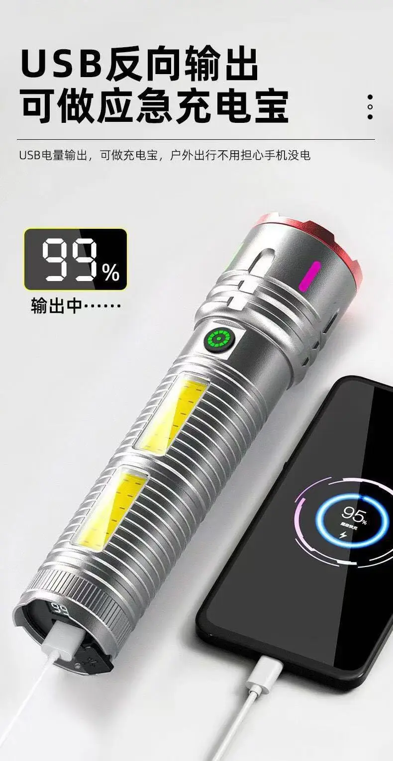 Rechargeable Aluminum Flashlight with 6 LiB Batteries & Telescopic Zoom — feature 3