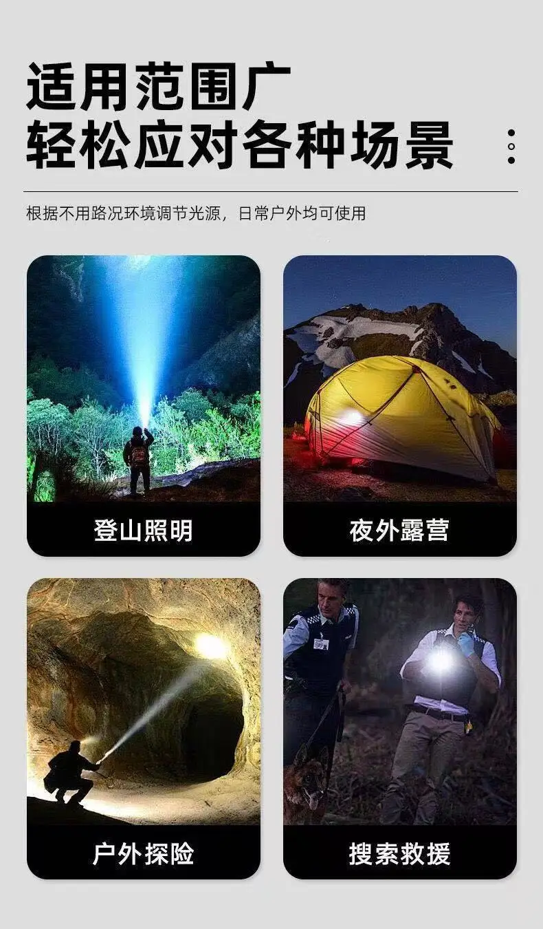 Rechargeable Aluminum Flashlight with 6 LiB Batteries & Telescopic Zoom — feature 8