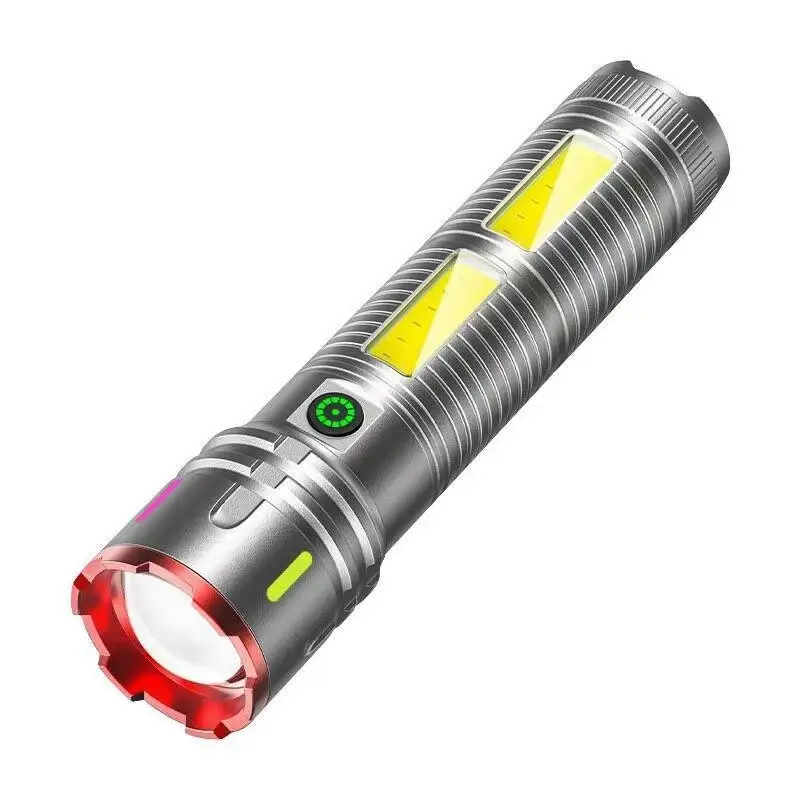 Rechargeable Aluminum Flashlight with 6 LiB Batteries & Telescopic Zoom