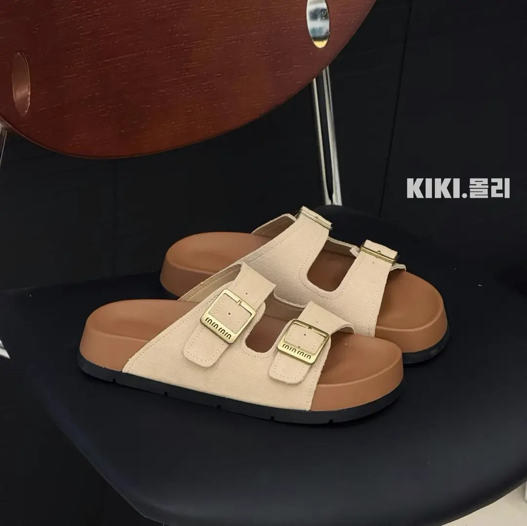 Birkenstock Sandals for Women's Outer Wear 2025 Summer New Thick-Soled Genuine Leather Lazy Slippers Beach Slippers Cork Shoes - Image 7