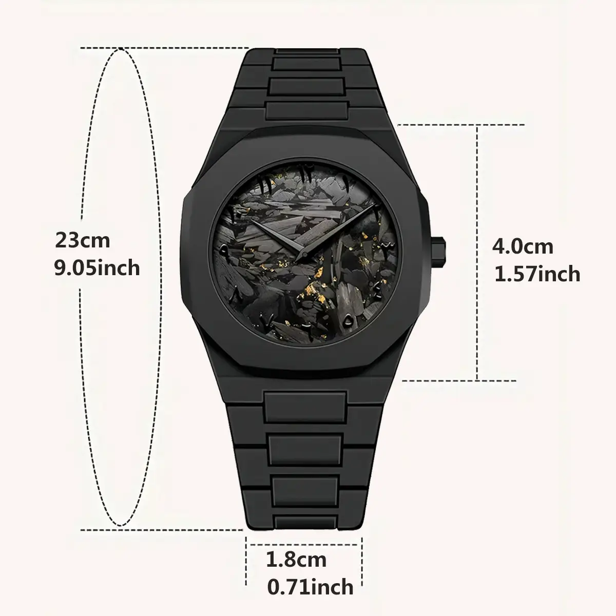 Men's Black Quartz Watch with Gift Battery & Waterproof Design
