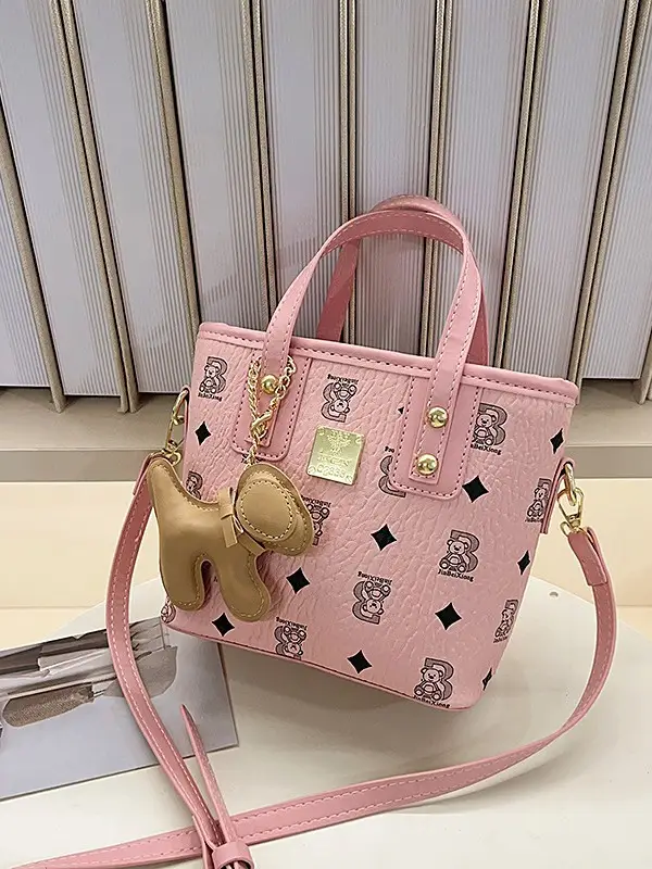 Pink Graffiti Bear Shoulder Bag for Women - Image 4
