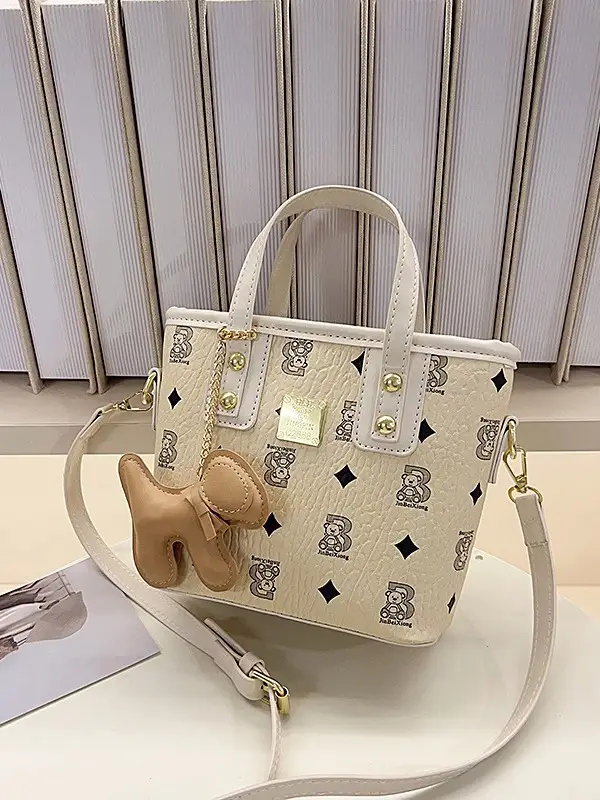 Pink Graffiti Bear Shoulder Bag for Women - Image 6
