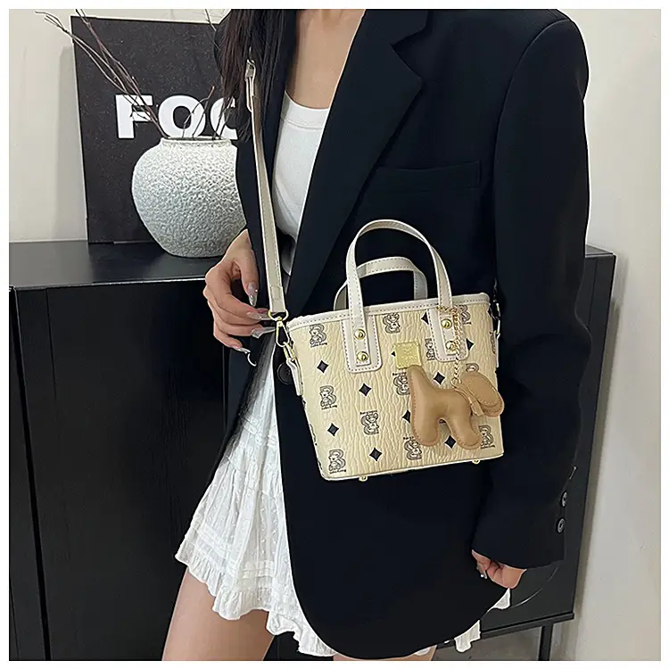 Pink Graffiti Bear Shoulder Bag for Women — feature 11