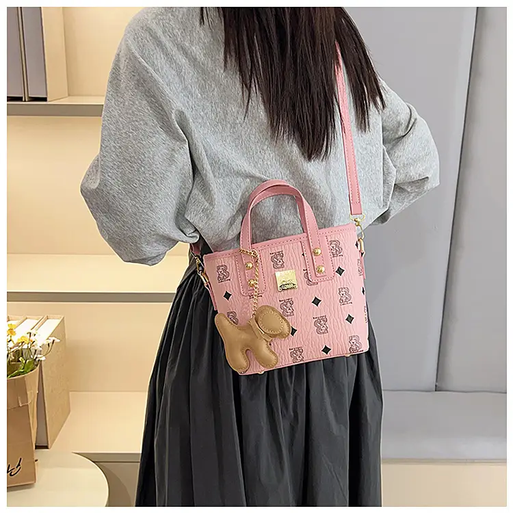 Pink Graffiti Bear Shoulder Bag for Women — feature 12