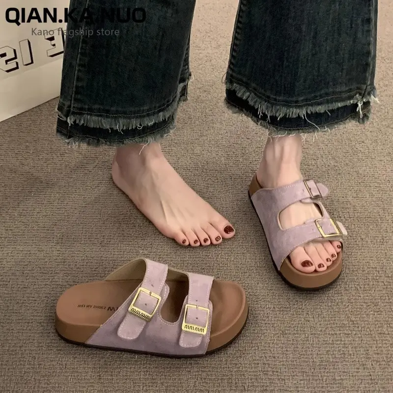 Thick-Soled Birkenstock Slippers for Women's Summer Outer Wear Retro Versatile Sandals 2025 New Style Birkenstock Beach Sandals