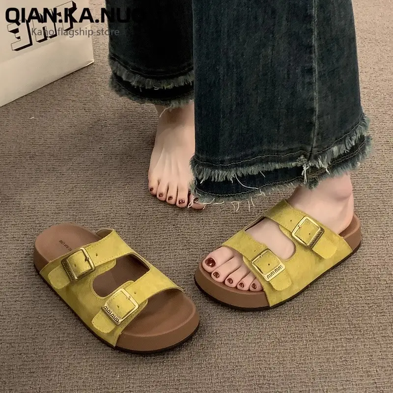 Thick-Soled Birkenstock Slippers for Women's Summer Outer Wear Retro Versatile Sandals 2025 New Style Birkenstock Beach Sandals