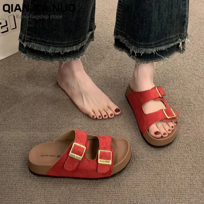 Thick-Soled Birkenstock Slippers for Women's Summer Outer Wear Retro Versatile Sandals 2025 New Style Birkenstock Beach Sandals