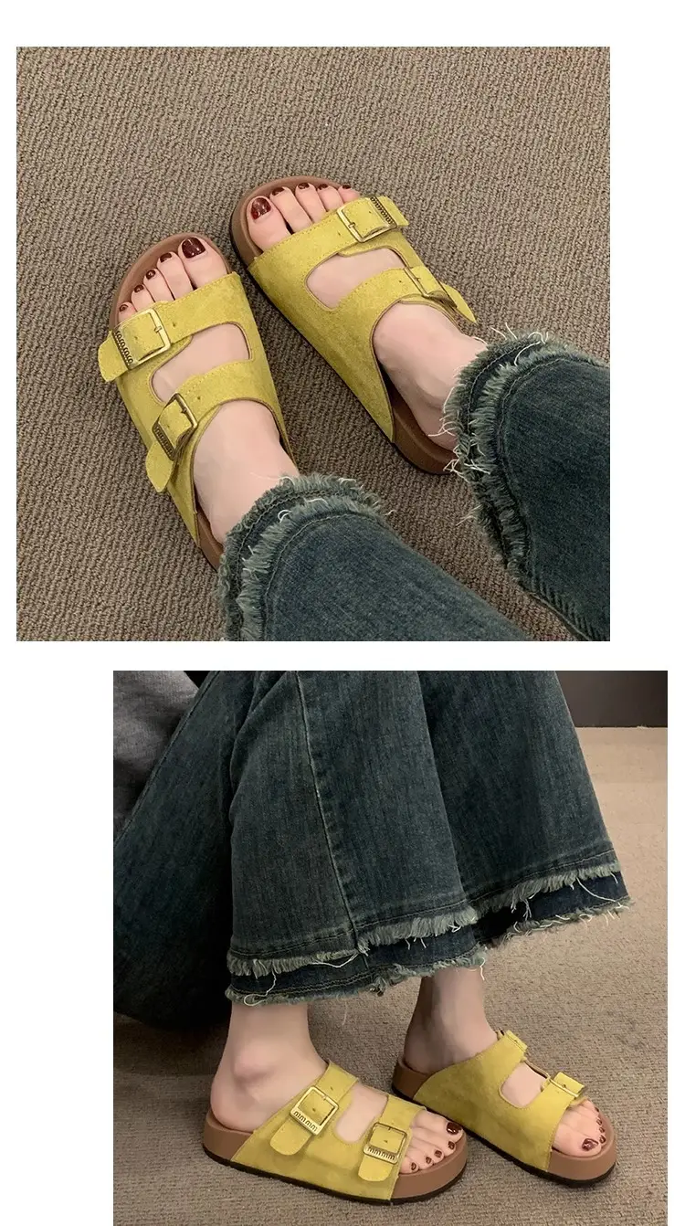 Thick-Soled Birkenstock Slippers for Women's Summer Outer Wear Retro Versatile Sandals 2025 New Style Birkenstock Beach Sandals — feature 11