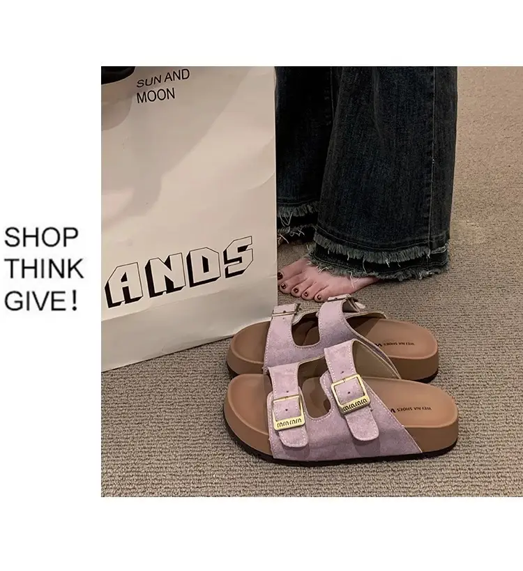 Thick-Soled Birkenstock Slippers for Women's Summer Outer Wear Retro Versatile Sandals 2025 New Style Birkenstock Beach Sandals — feature 12