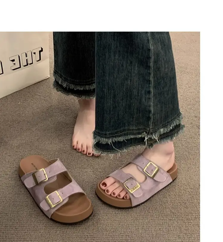 Thick-Soled Birkenstock Slippers for Women's Summer Outer Wear Retro Versatile Sandals 2025 New Style Birkenstock Beach Sandals — feature 15