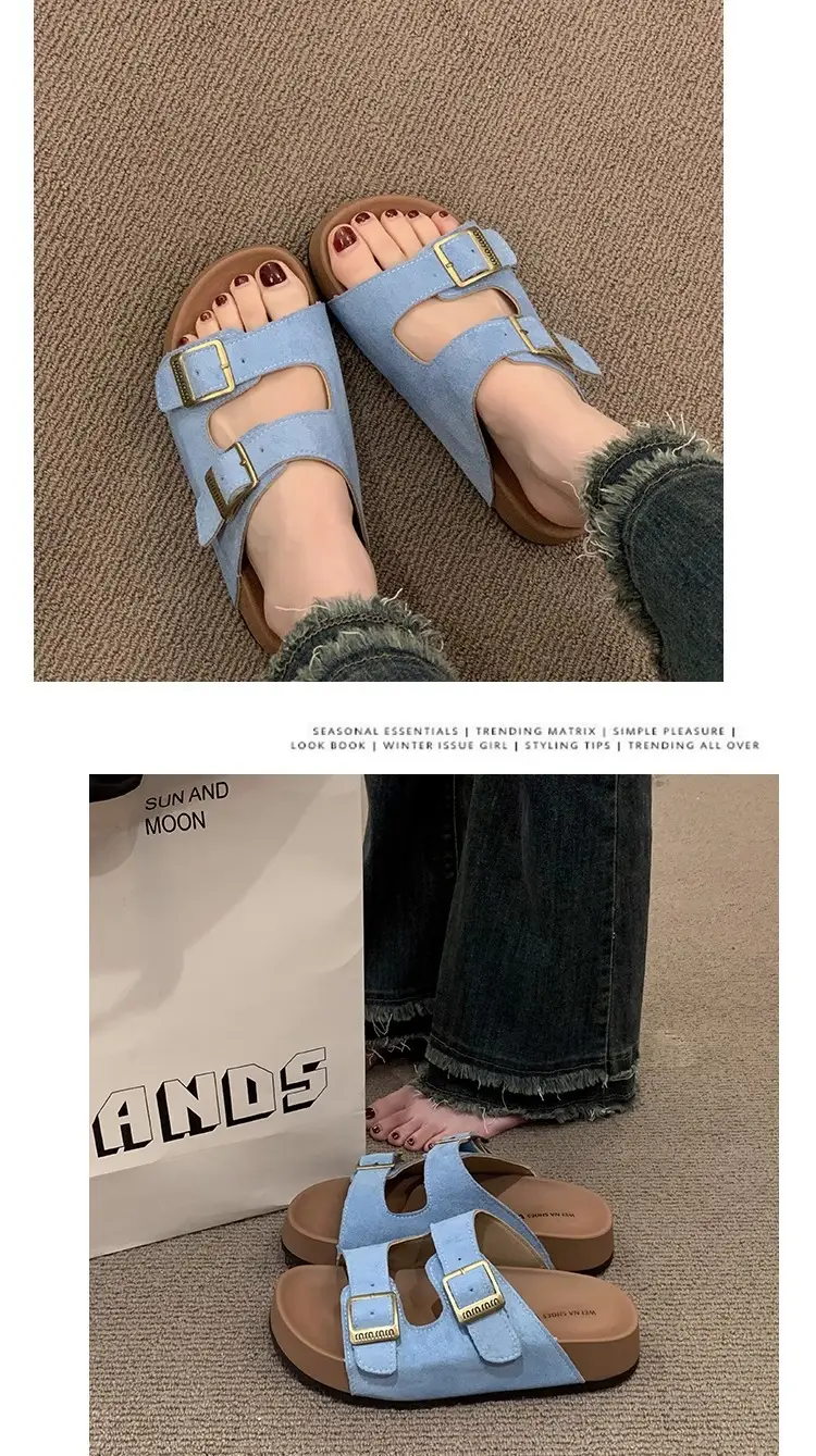 Thick-Soled Birkenstock Slippers for Women's Summer Outer Wear Retro Versatile Sandals 2025 New Style Birkenstock Beach Sandals — feature 16