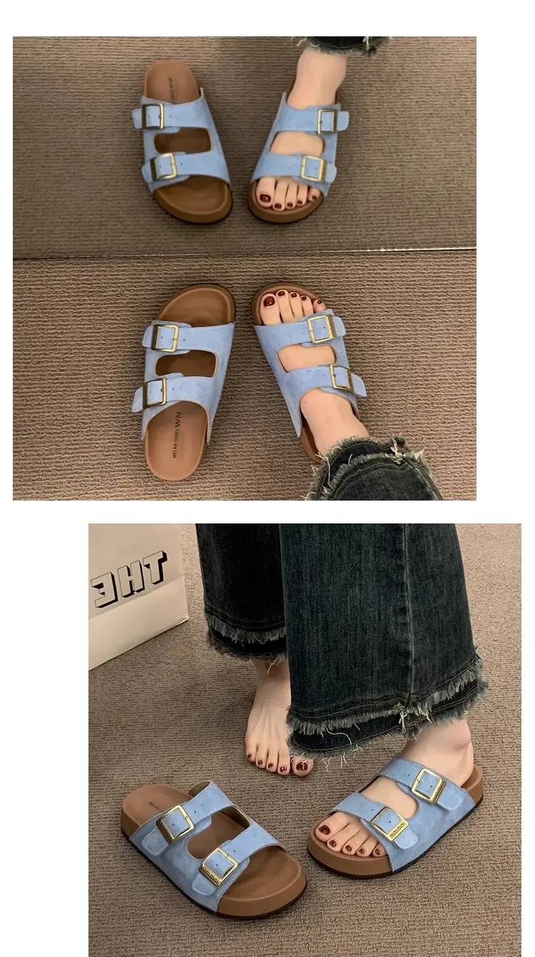 Thick-Soled Birkenstock Slippers for Women's Summer Outer Wear Retro Versatile Sandals 2025 New Style Birkenstock Beach Sandals — feature 17