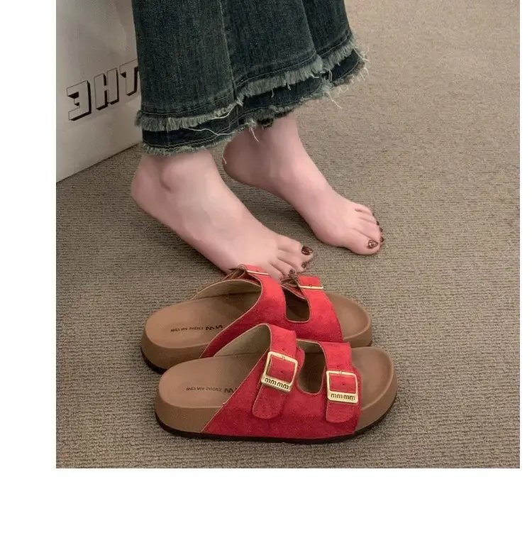 Thick-Soled Birkenstock Slippers for Women's Summer Outer Wear Retro Versatile Sandals 2025 New Style Birkenstock Beach Sandals — feature 19