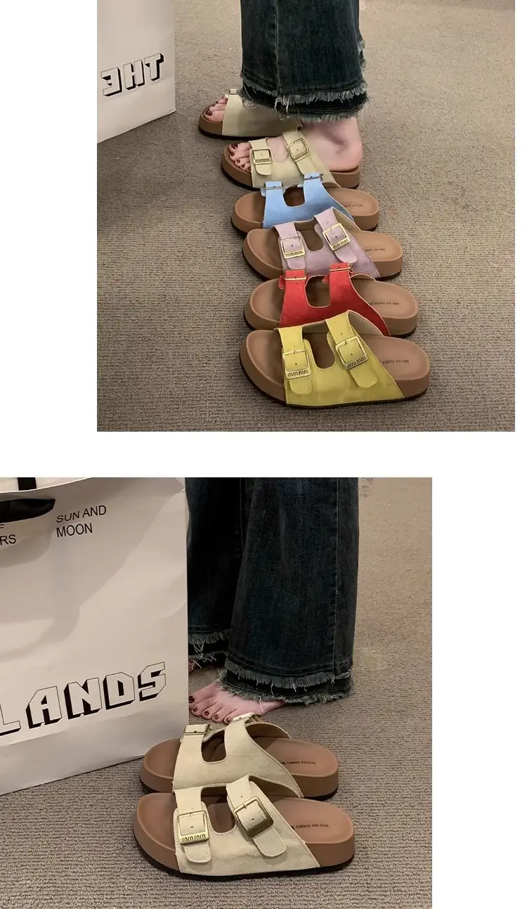 Thick-Soled Birkenstock Slippers for Women's Summer Outer Wear Retro Versatile Sandals 2025 New Style Birkenstock Beach Sandals — feature 8