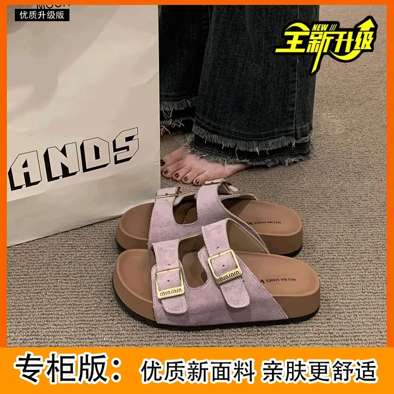 Thick-Soled Birkenstock Slippers for Women's Summer Outer Wear Retro Versatile Sandals 2025 New Style Birkenstock Beach Sandals