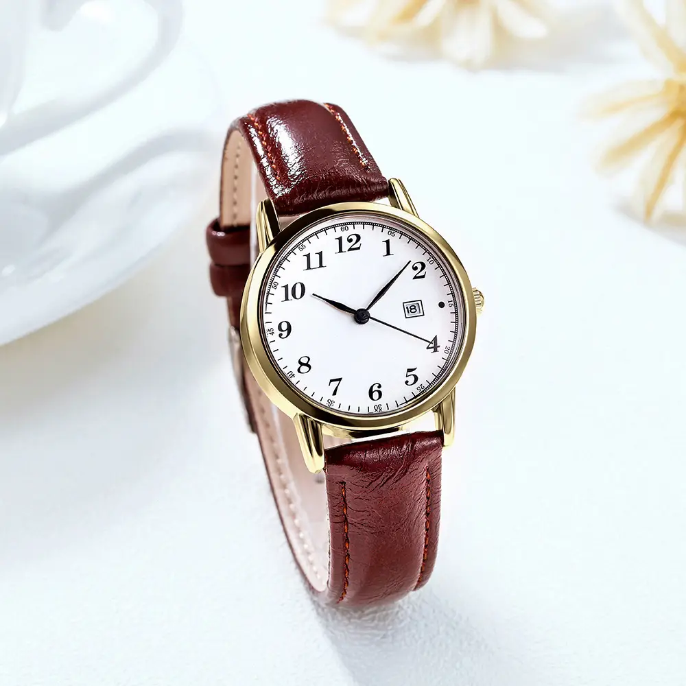 Women's Korean Style Watch with Vintage Leather Strap & Waterproof Quartz — feature 1