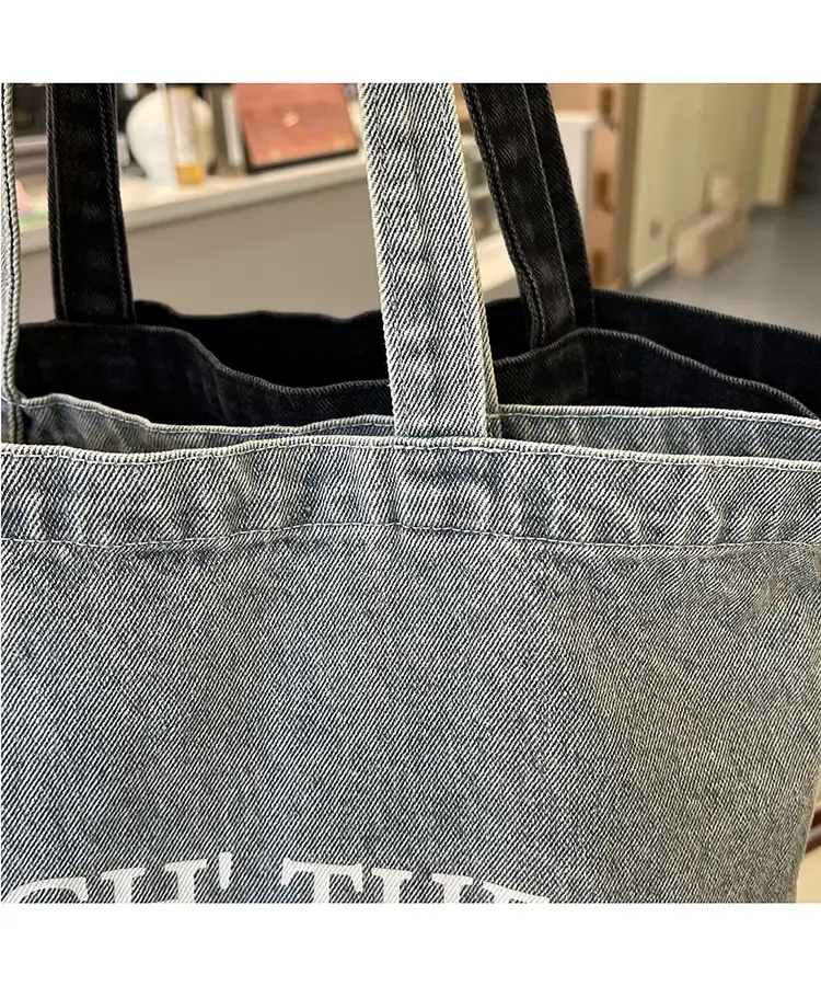 Women Denim Shoulder Bag Catch Good Things Canvas Large — feature 15