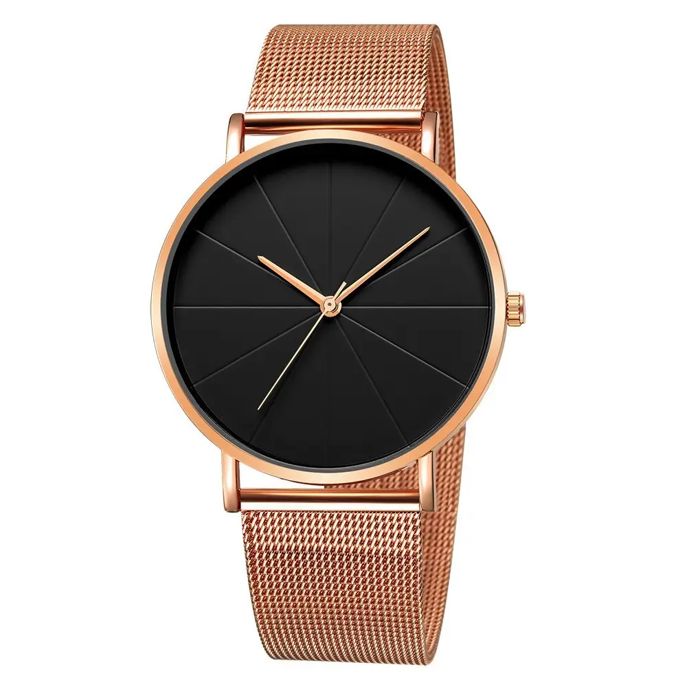 Men's Rose Gold Mesh Watch with Meridian Scale - Image 3