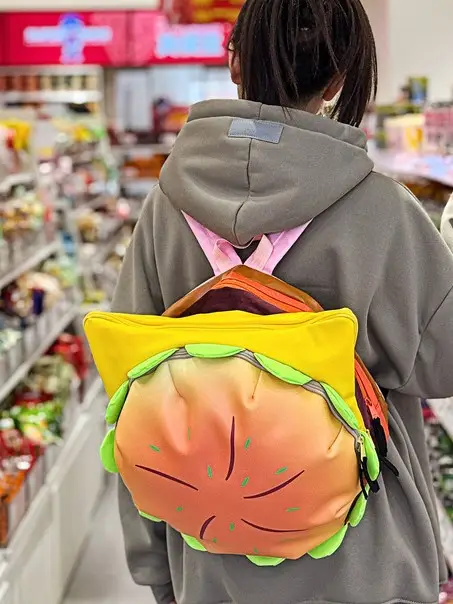 Ins New Popular Same Style Cartoon Cheese Cute Versatile Student School Bag Burger Large Capacity Multi-Layer Backpack