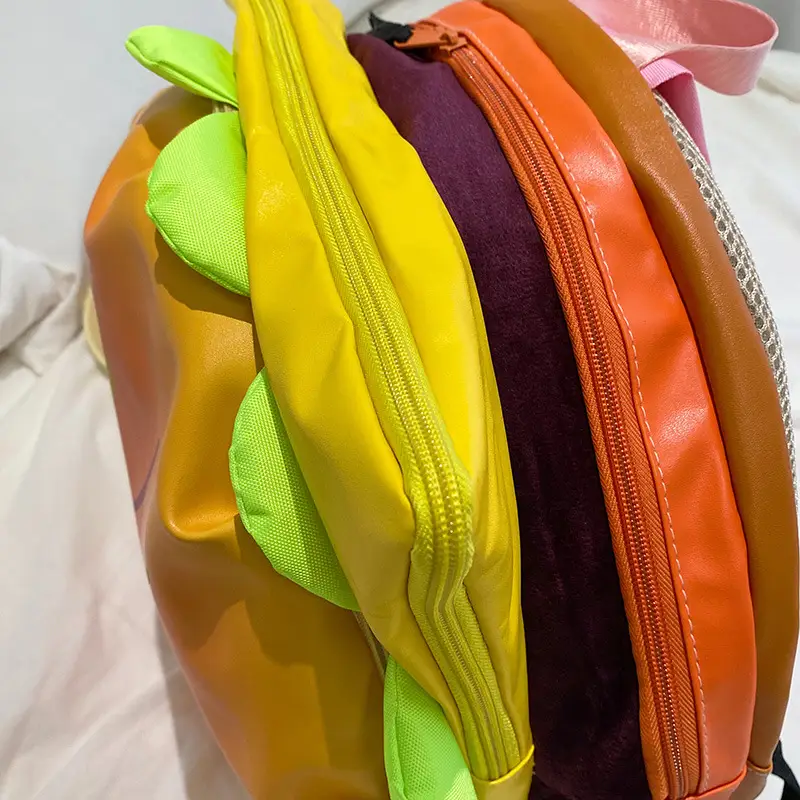 Ins New Popular Same Style Cartoon Cheese Cute Versatile Student School Bag Burger Large Capacity Multi-Layer Backpack — feature 16