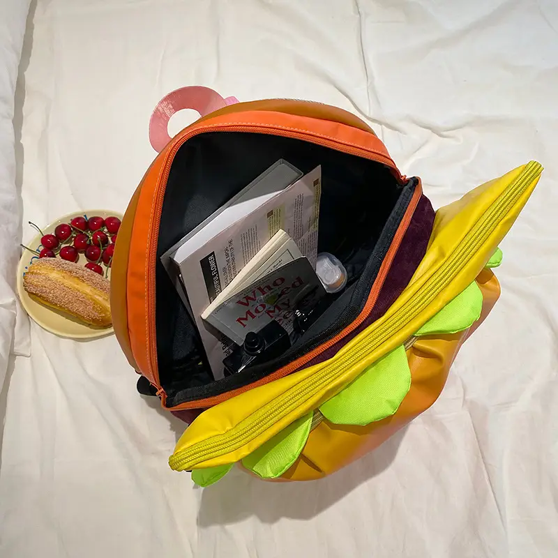 Ins New Popular Same Style Cartoon Cheese Cute Versatile Student School Bag Burger Large Capacity Multi-Layer Backpack — feature 18