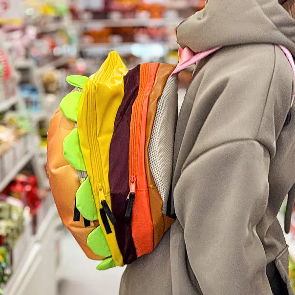Ins New Popular Same Style Cartoon Cheese Cute Versatile Student School Bag Burger Large Capacity Multi-Layer Backpack — feature 26