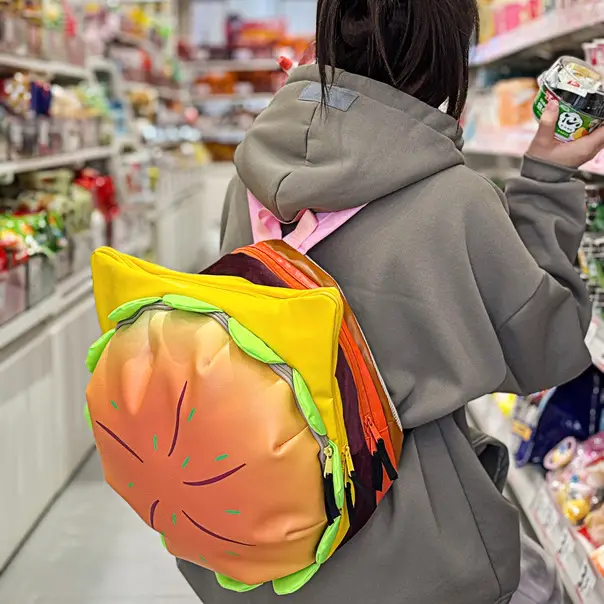 Ins New Popular Same Style Cartoon Cheese Cute Versatile Student School Bag Burger Large Capacity Multi-Layer Backpack — feature 29