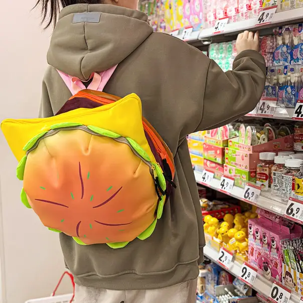 Ins New Popular Same Style Cartoon Cheese Cute Versatile Student School Bag Burger Large Capacity Multi-Layer Backpack — feature 39